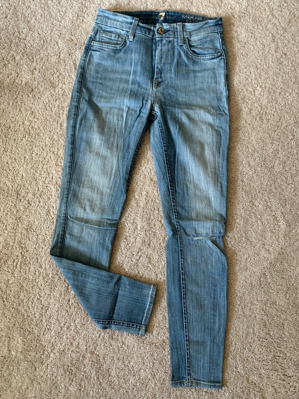 {7 For All Mankind} Light Blue Skinny Jeans